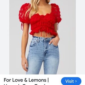 For Love And Lemons Scarlet Lace Crop Top